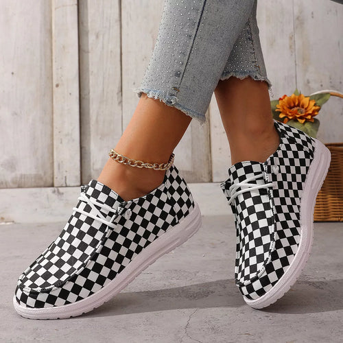 Checkerboard Pattern Casual Sneakers